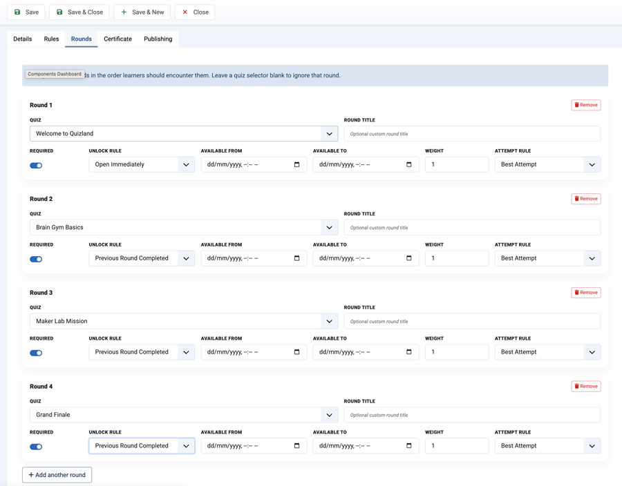 Learning Path Round Builder